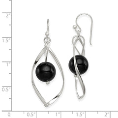 Sterling Silver Twist Dangle Onyx Earrings
