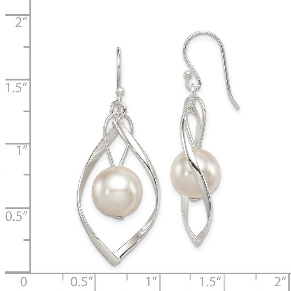 Sterling Silver Twist Dangle Simulated Pearl Earrings