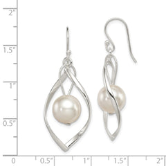 Sterling Silver Twist Dangle Simulated Pearl Earrings
