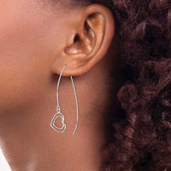 Rhodium-plated Sterling Silver Heart Threader Earrings