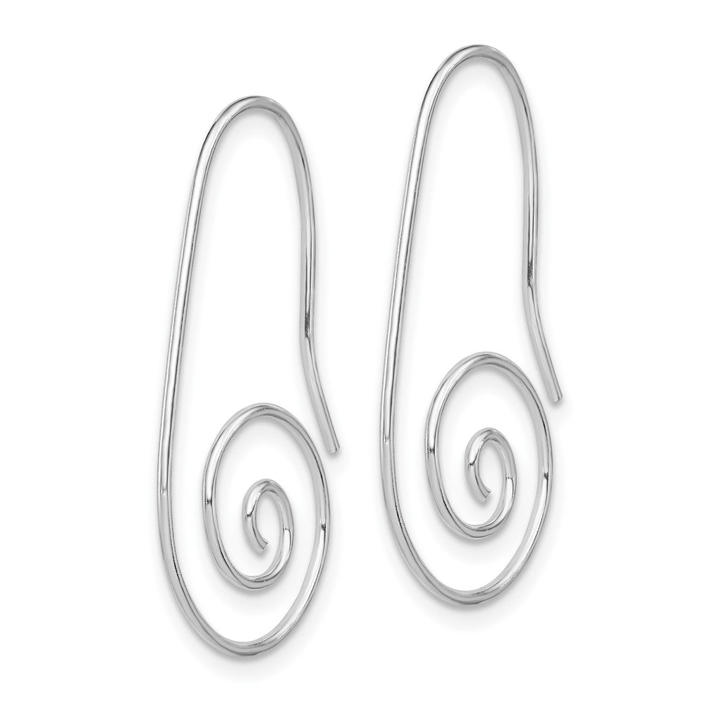 Rhodium-plated Sterling Silver Hook Swirl Earrings