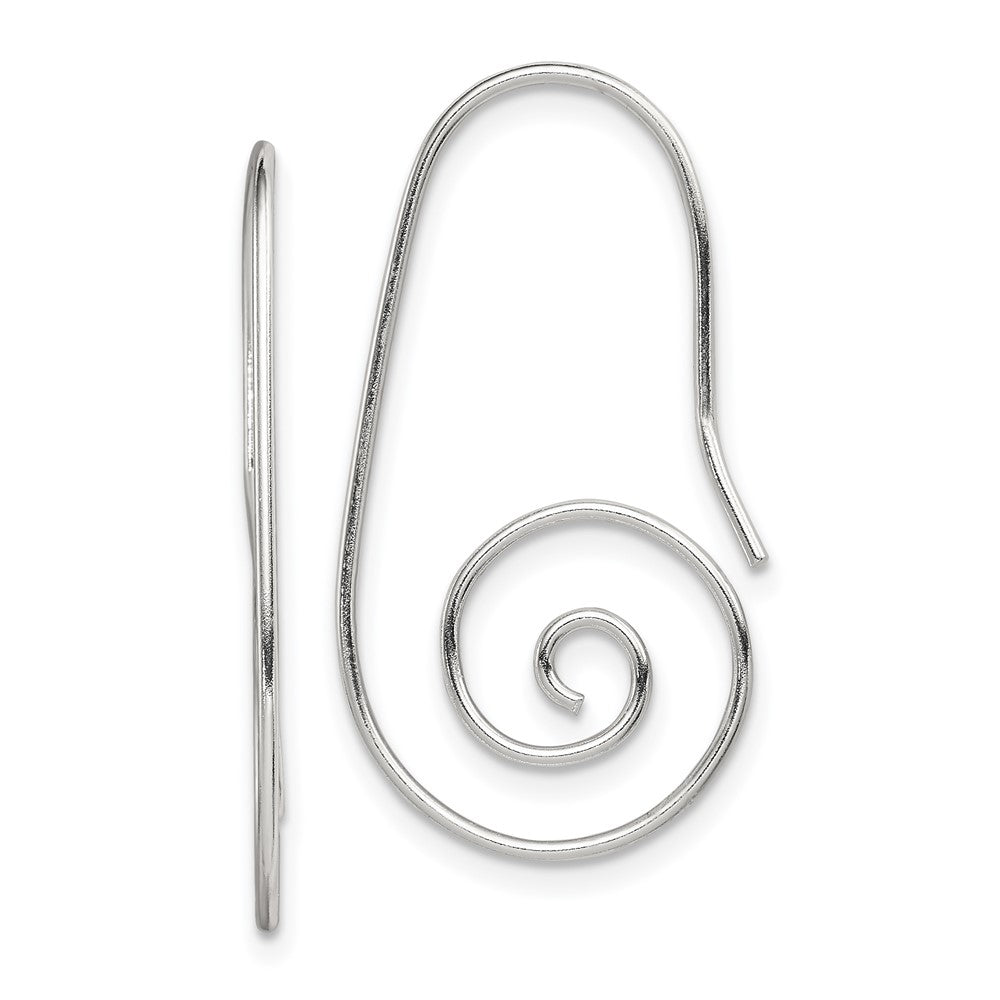 Rhodium-plated Sterling Silver Hook Swirl Earrings