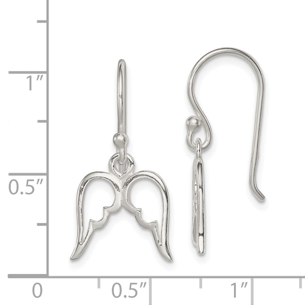 Sterling Silver Wings Shepherd Hook Earrings
