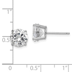 Rhodium-plated Sterling Silver Round CZ 8mm Post Earrings