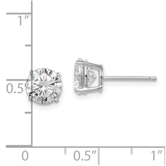 Rhodium-plated Sterling Silver Round CZ 7mm Post Earrings