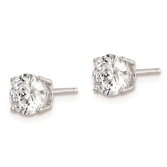 Rhodium-plated Sterling Silver Round CZ 6mm Post Earrings