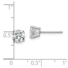 Rhodium-plated Sterling Silver Round CZ 6mm Post Earrings