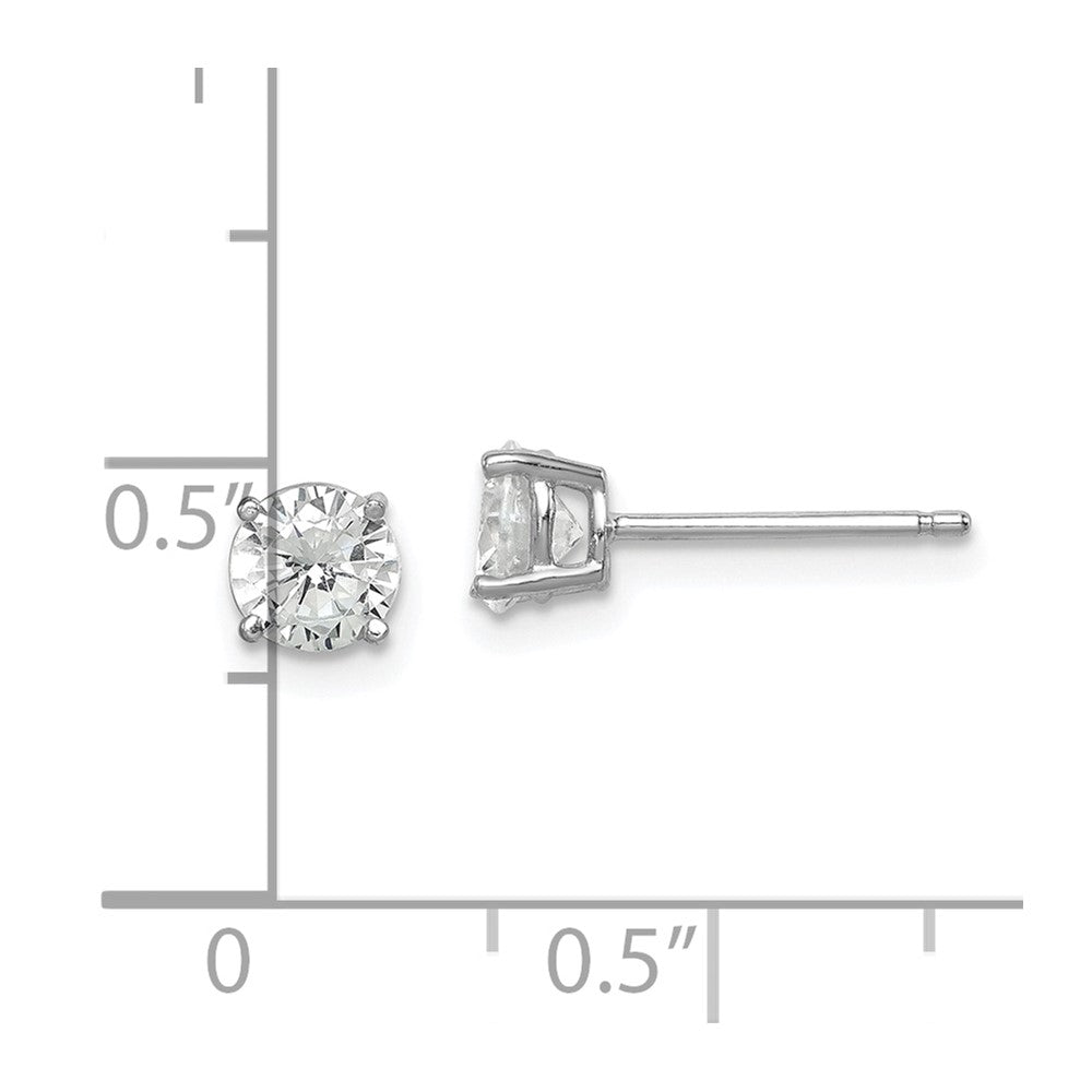 Rhodium-plated Sterling Silver Round CZ 5mm Post Earrings