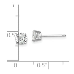 Rhodium-plated Sterling Silver Round CZ 5mm Post Earrings