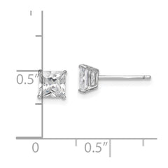 Rhodium-plated Sterling Silver CZ 5mm Square Post Earrings