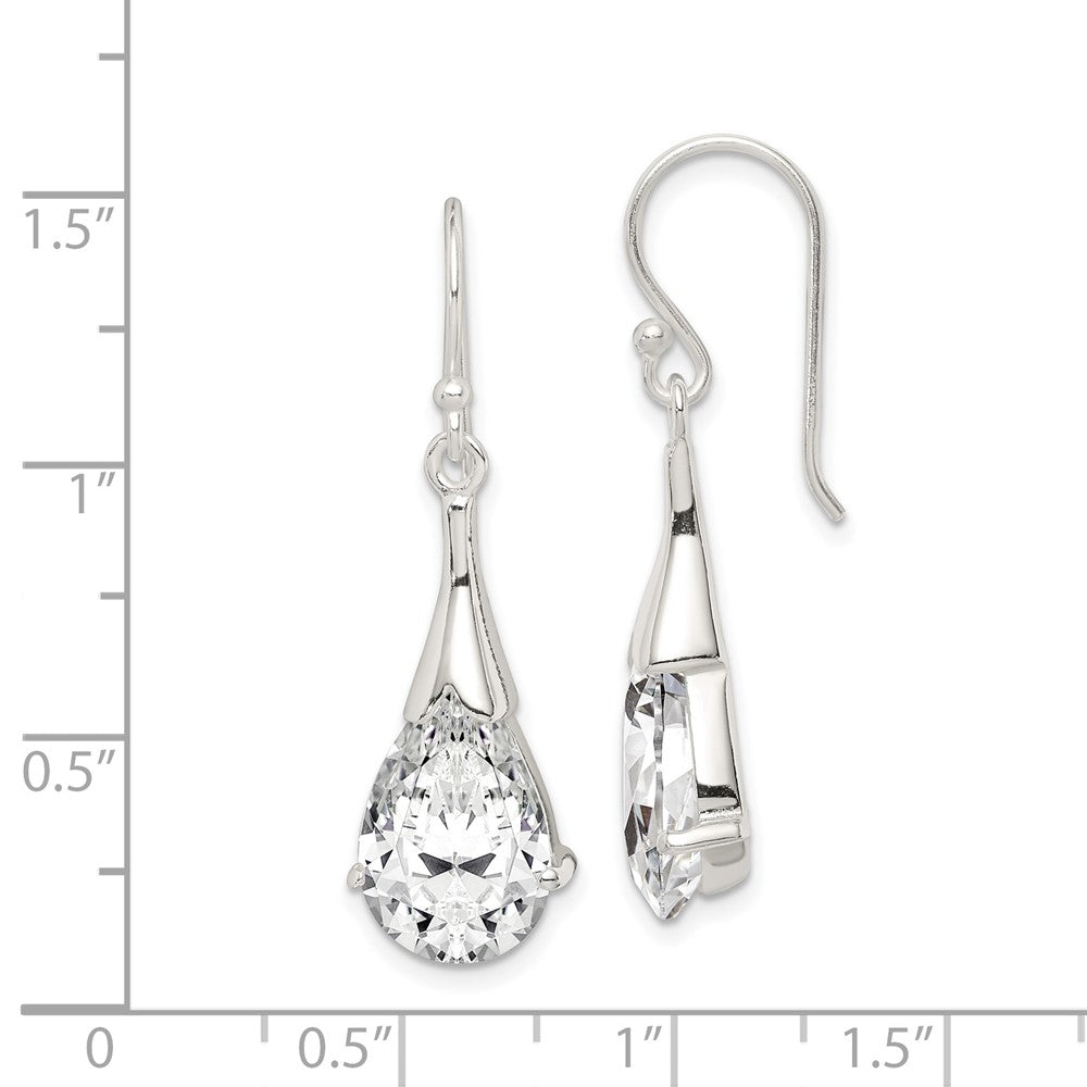 Sterling Silver CZ Shepherd Hook Earrings