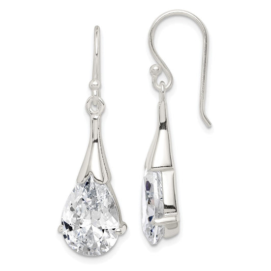 Sterling Silver CZ Shepherd Hook Earrings