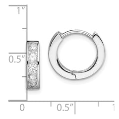 Rhodium-plated Sterling Silver CZ Hinged Hoop Earrings