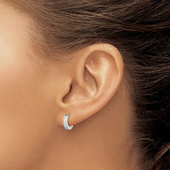 Rhodium-plated Sterling Silver CZ Hinged Hoop Earrings