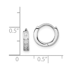 Rhodium-plated Sterling Silver CZ Hinged Hoop Earrings
