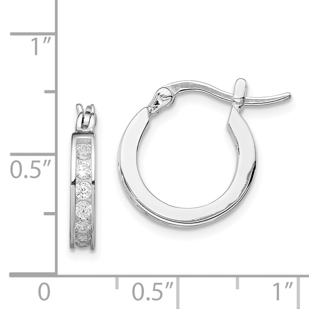Rhodium-plated Sterling Silver CZ Hoop Earrings