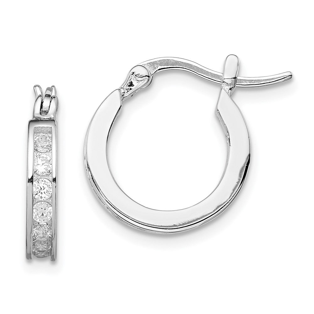 Rhodium-plated Sterling Silver CZ Hoop Earrings