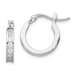 Rhodium-plated Sterling Silver CZ Hoop Earrings