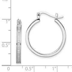 Rhodium-plated Sterling Silver CZ Hoop Earrings
