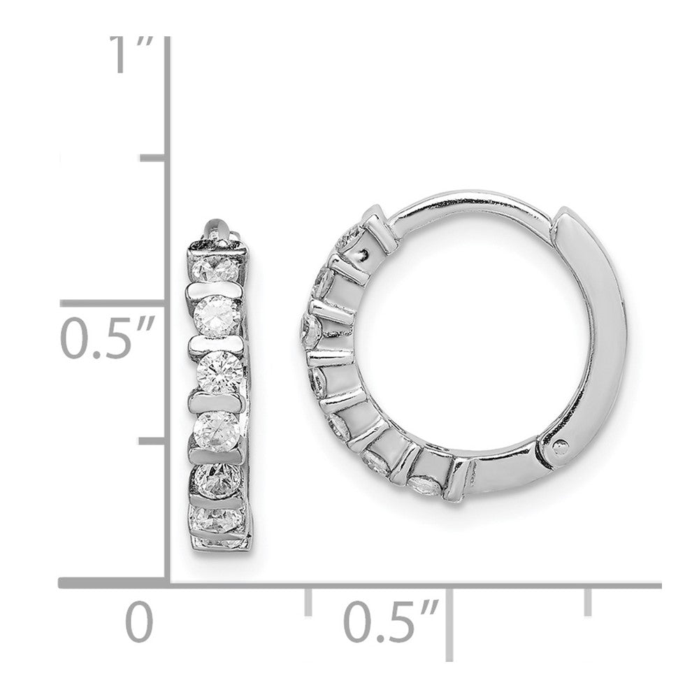 Rhodium-plated Sterling Silver CZ Hinged Earrings