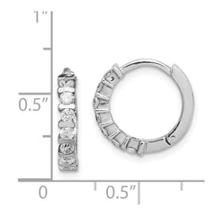 Rhodium-plated Sterling Silver CZ Hinged Earrings