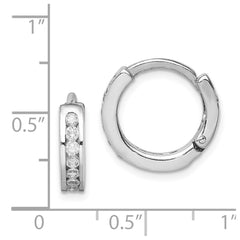 Rhodium-plated Sterling Silver CZ Hinged Earrings