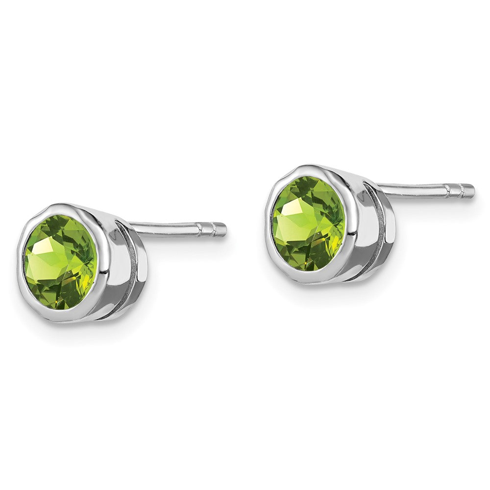 Rhodium-plated Sterling Silver Peridot Circle Stud Earrings