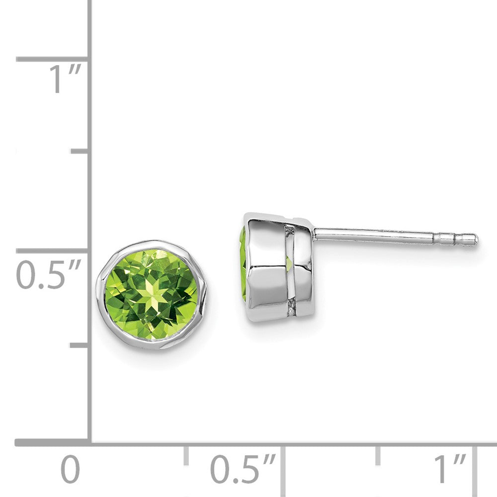 Rhodium-plated Sterling Silver Peridot Circle Stud Earrings