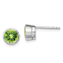 Rhodium-plated Sterling Silver Peridot Circle Stud Earrings