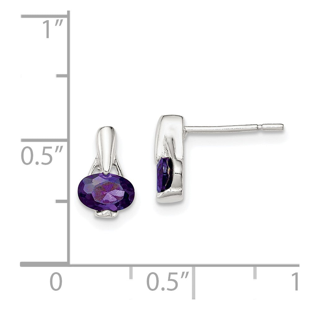 Sterling Silver Purple CZ Post Earrings