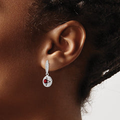 Rhodium-plated Sterling Silver Garnet and Diamond Dangle Earrings