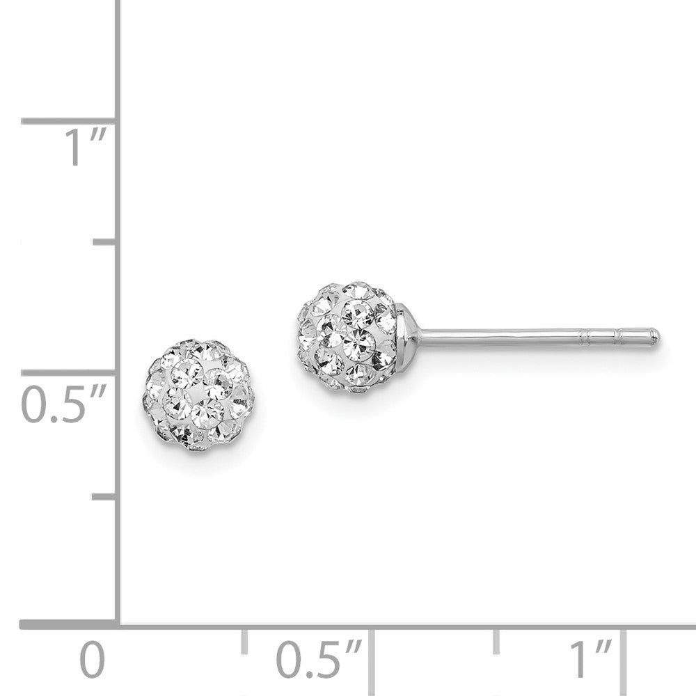 Rhodium-plated Sterling Silver Stellux Crystal Ball Post Earrings