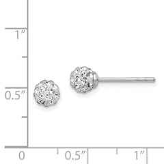 Rhodium-plated Sterling Silver Stellux Crystal Ball Post Earrings