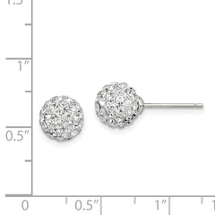 Rhodium-plated Sterling Silver Post 8mm White Czech Crystal Earrings