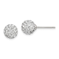 Rhodium-plated Sterling Silver Post 8mm White Czech Crystal Earrings