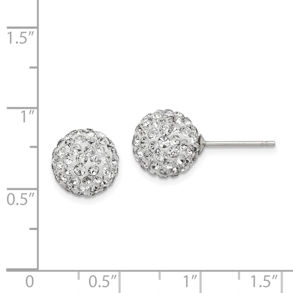 Rhodium-plated Sterling Silver 10mm White Czech Crystal Post Earrings