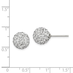 Rhodium-plated Sterling Silver 10mm White Czech Crystal Post Earrings