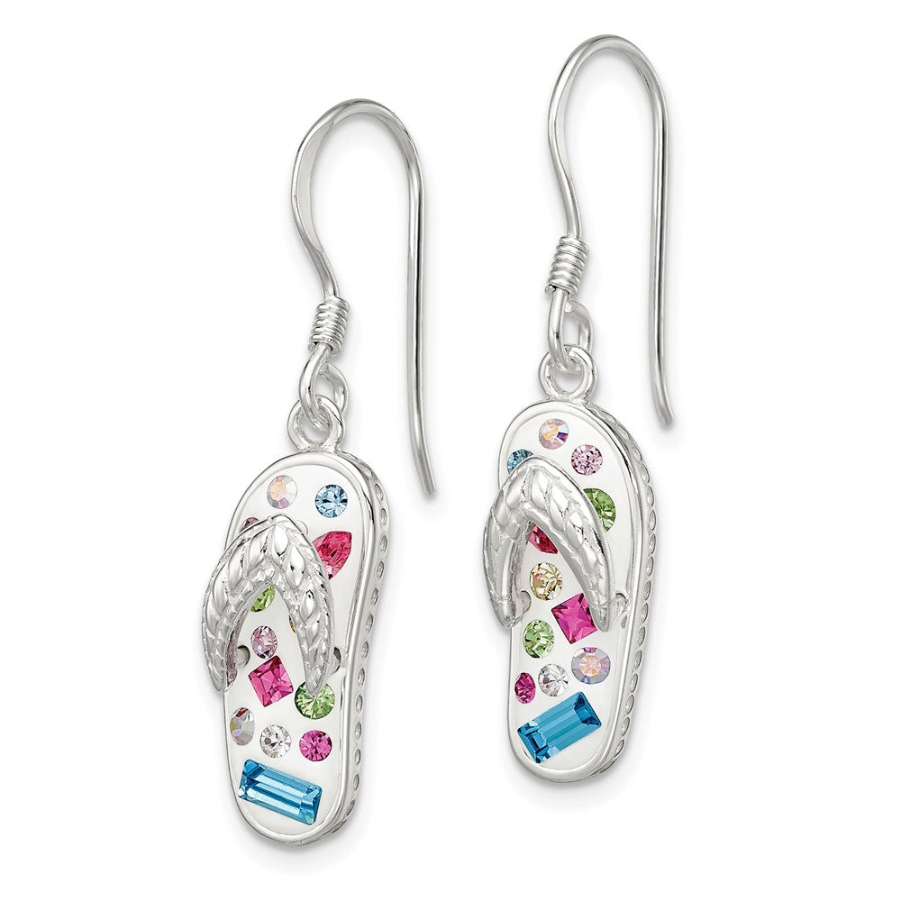 Sterling Silver Stellux Crystal Multi-Color White Flip Flop Earrings