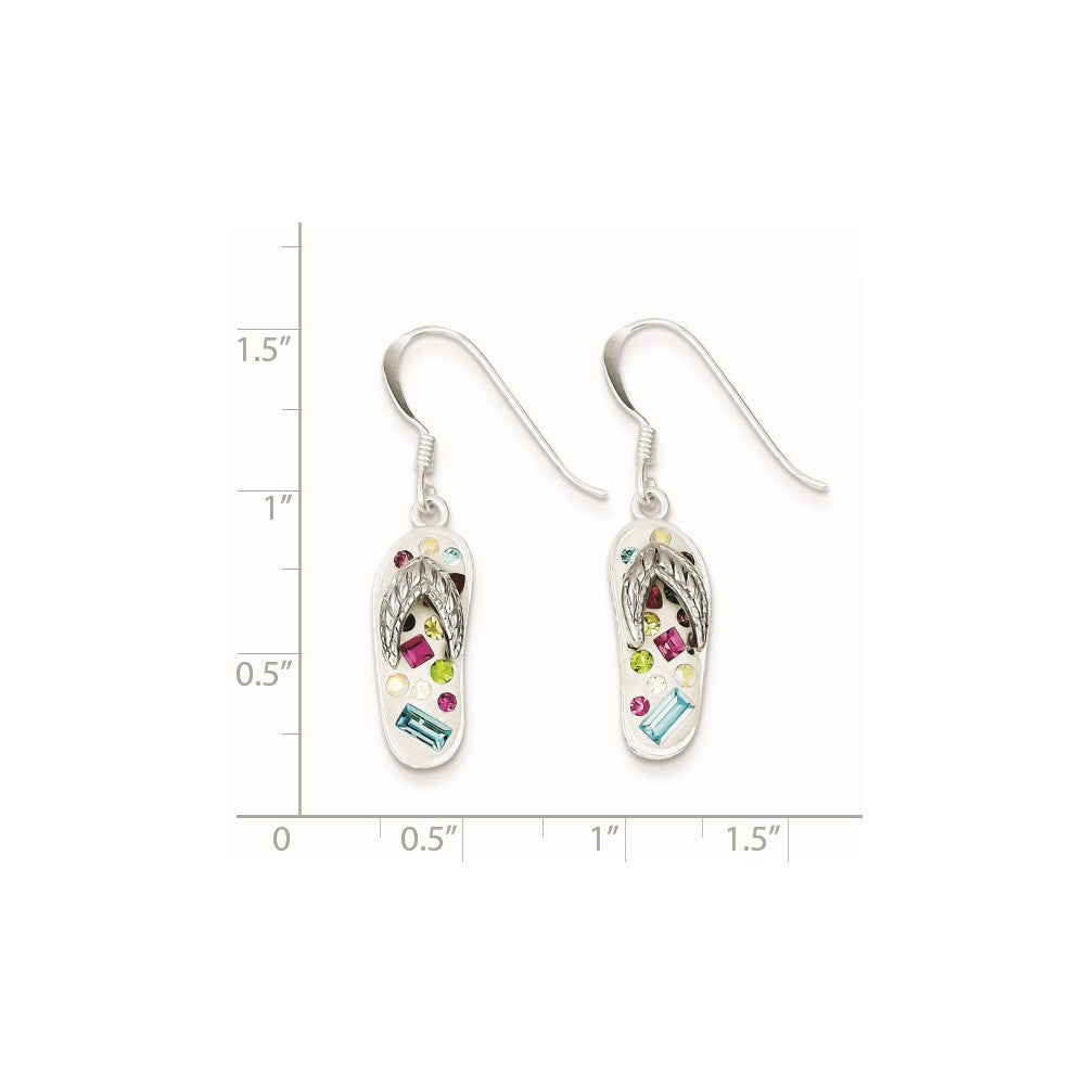 Sterling Silver Stellux Crystal Multi-Color White Flip Flop Earrings