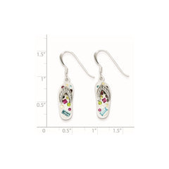 Sterling Silver Stellux Crystal Multi-Color White Flip Flop Earrings