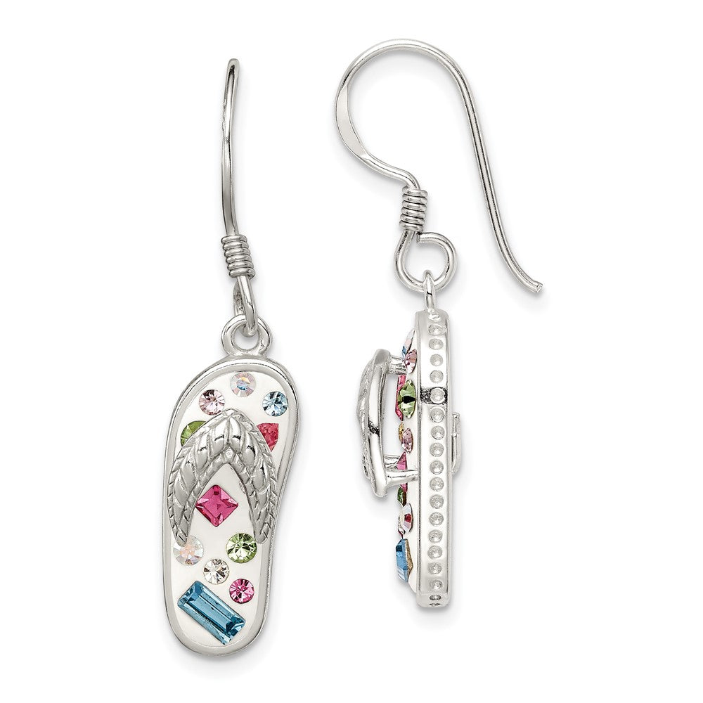 Sterling Silver Stellux Crystal Multi-Color White Flip Flop Earrings