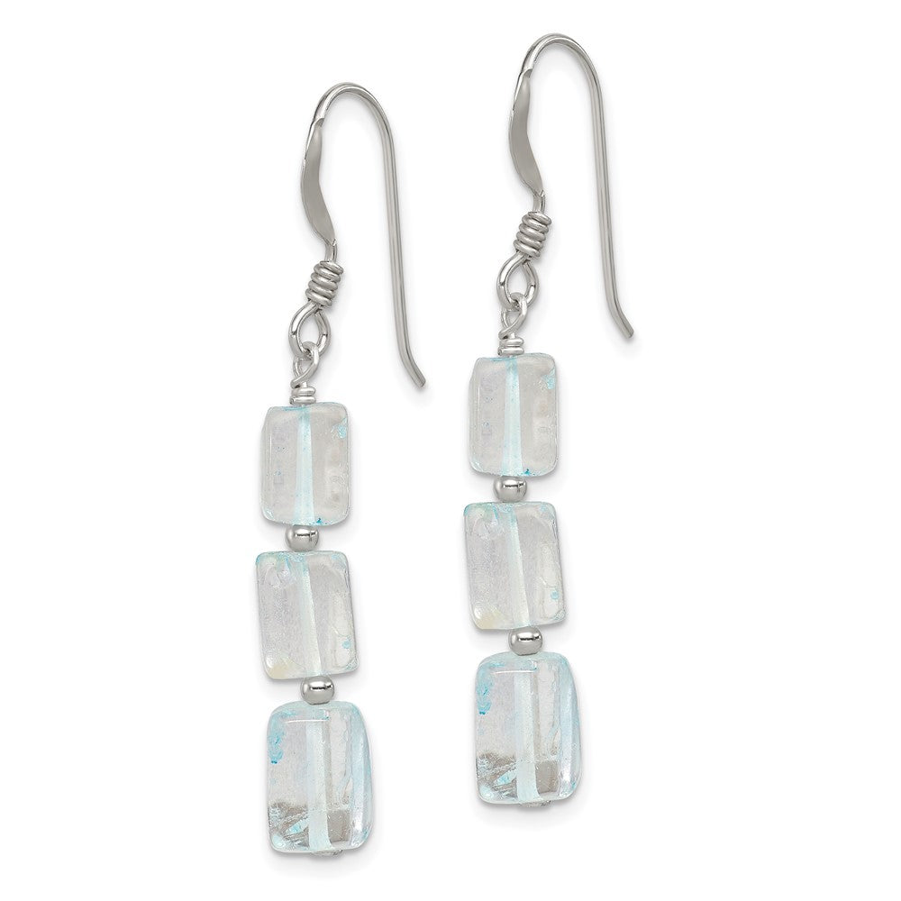 Sterling Silver Light Blue Quartz Stone Earrings