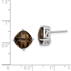 Rhodium-plated Sterling Silver Smokey Quartz Earrings