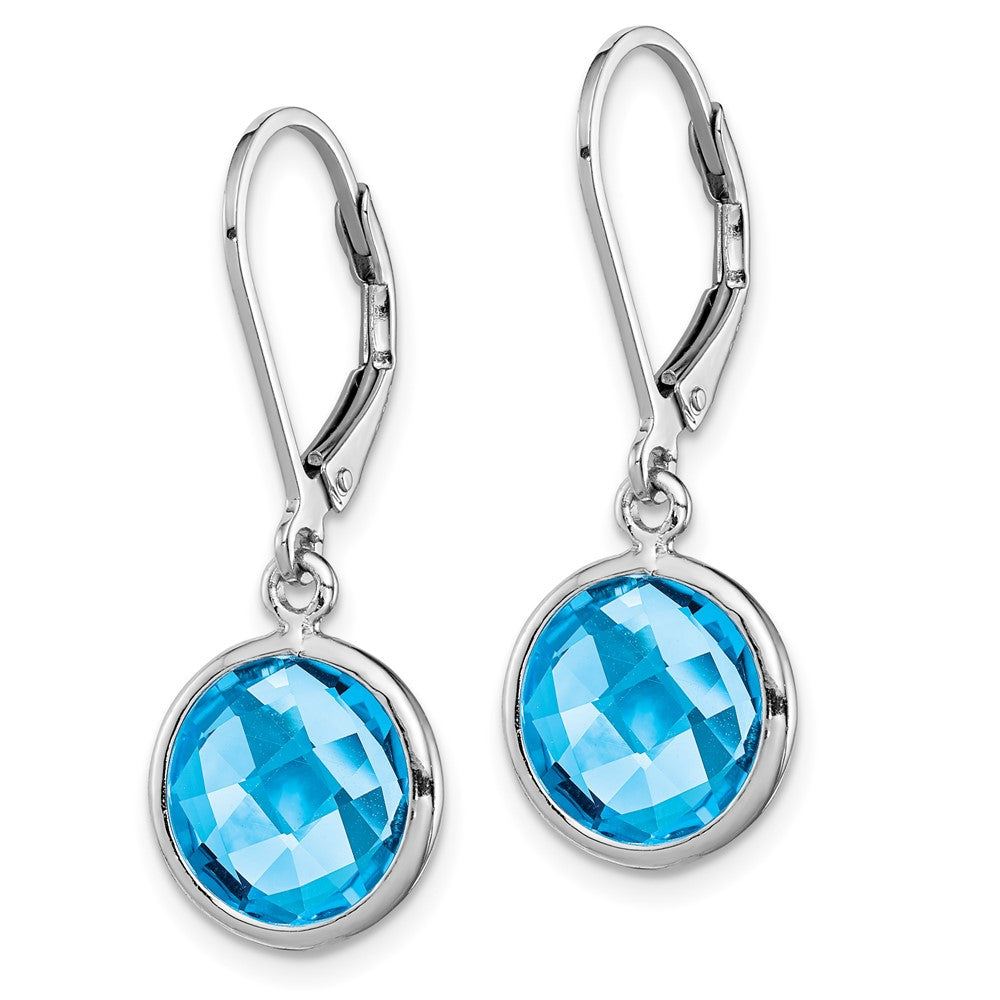Rhodium-plated Sterling Silver Blue Topaz Earrings