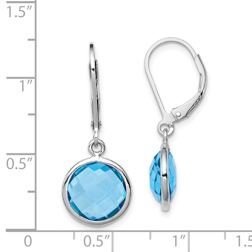 Rhodium-plated Sterling Silver Blue Topaz Earrings