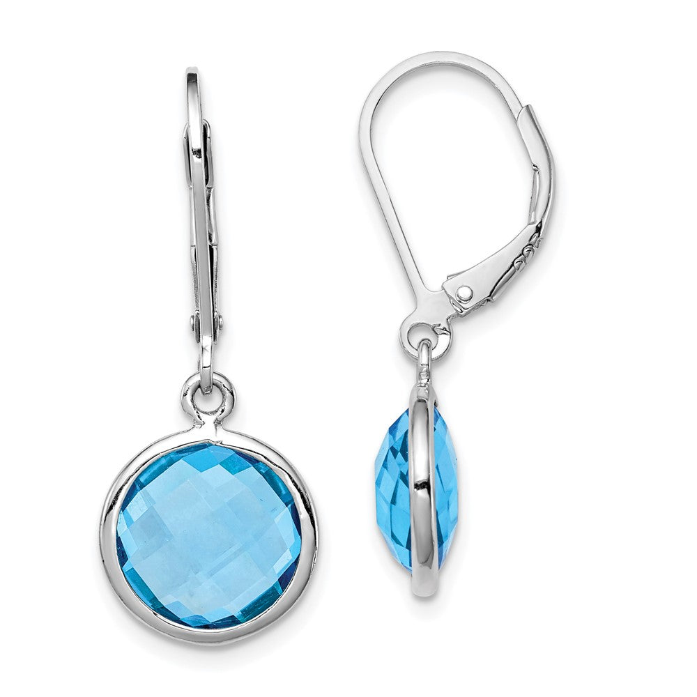 Rhodium-plated Sterling Silver Blue Topaz Earrings