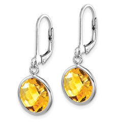 Rhodium-plated Sterling Silver Citrine Earrings