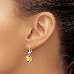 Rhodium-plated Sterling Silver Citrine Earrings