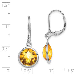 Rhodium-plated Sterling Silver Citrine Earrings