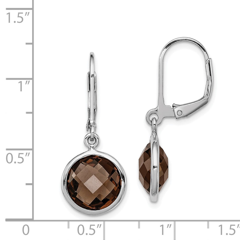 Rhodium-plated Sterling Silver Smokey Quartz Earrings